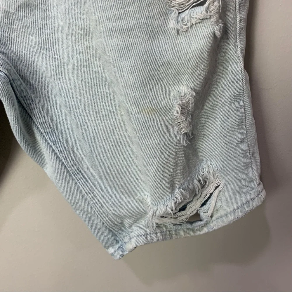[Pacsun] Light Wash Denim Distressed Mid Rise Bermuda Jean Shorts